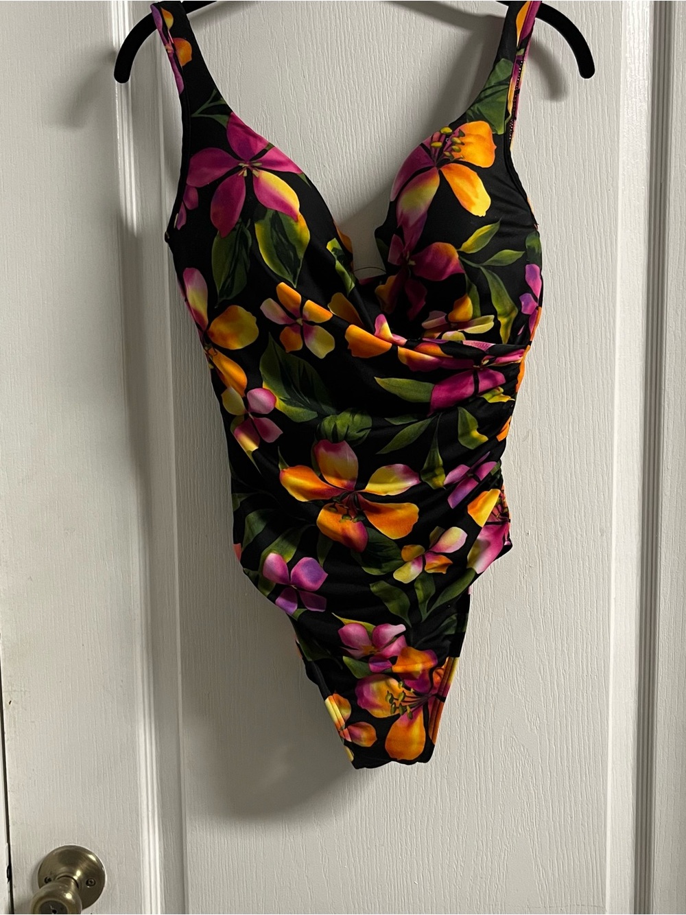 Miraclesuit Black Floral One-Piece Swimsuit with Pink and Yellow Flowers